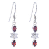 Garnet-Middle-Eastern-Andrea-multiple-Dangle-Red-Silver-Earring