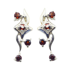 Garnet-African-Josephine-multiple-Dangle-Red-Silver-Earring