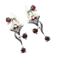 Garnet-African-Josephine-multiple-Dangle-Red-Silver-Earring