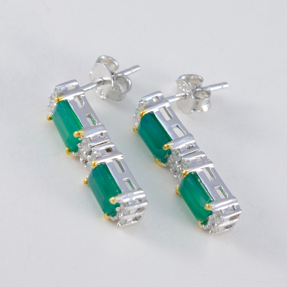 Green-Onyx-African-Pilar-multiple-Stud-Green-925-Silver-Earring