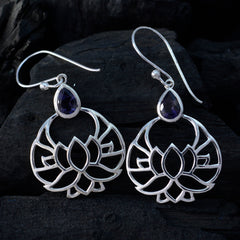 Iolite-Russian-Harper-Solitaire-Dangle-Blue-925-Silver-Earring