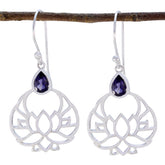Iolite-Russian-Harper-Solitaire-Dangle-Blue-925-Silver-Earring