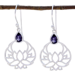Iolite-Russian-Harper-Solitaire-Dangle-Blue-925-Silver-Earring