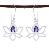 Iolite-Korean-Inès-Solitaire-Dangle-Blue-Silver-Earring