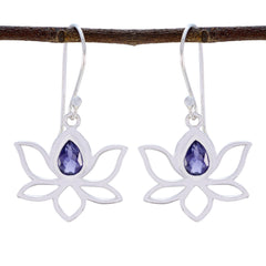 Iolith-Korean-Inès-Solitär-Ohrhänger-Blau-Silber