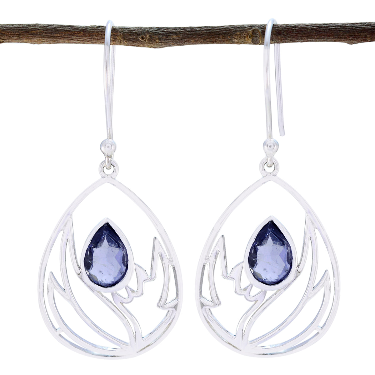 Iolite-Mexican-Chloe-Solitaire-Dangle-Blue-925-Silver-Earring