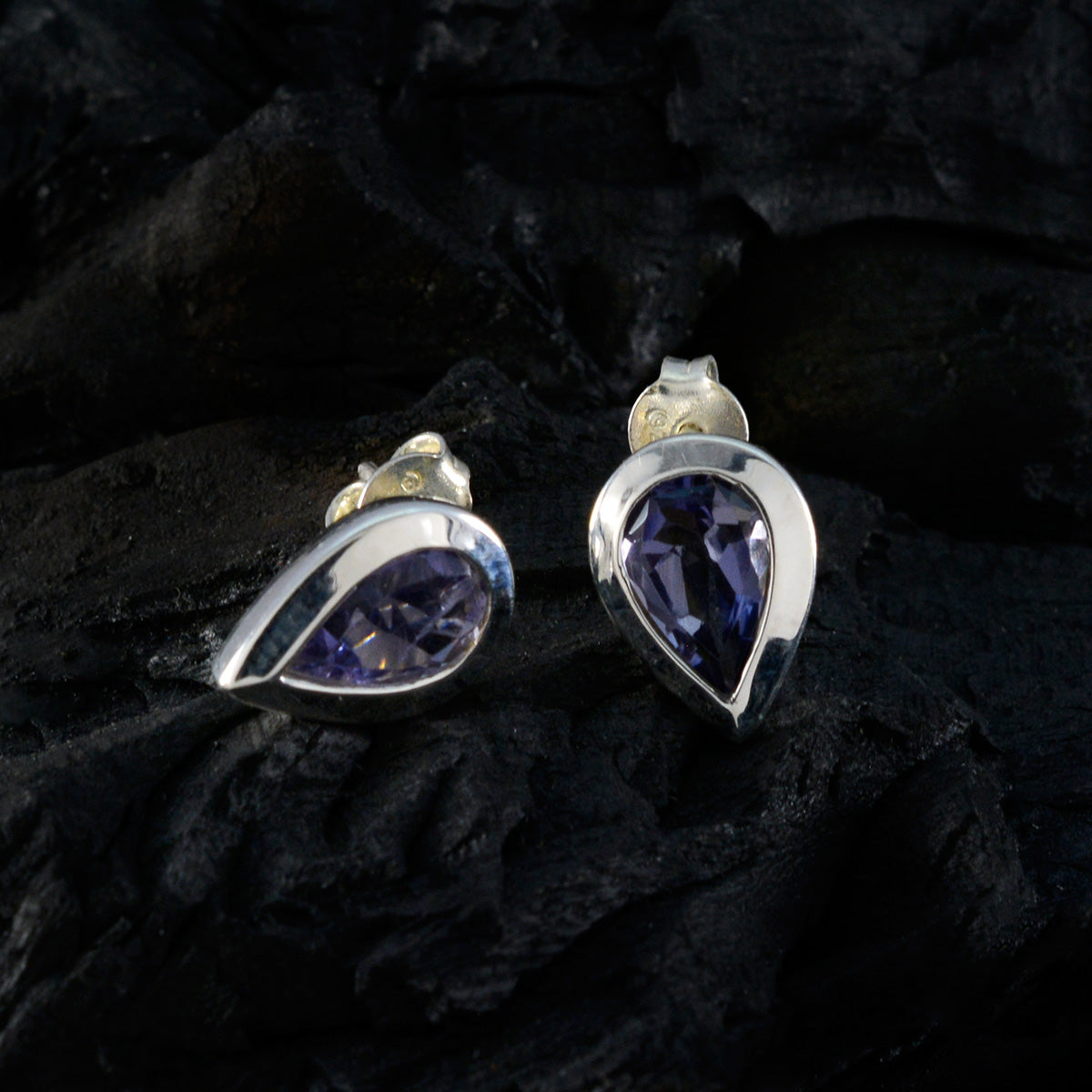 Iolite-African-Luisa-Solitaire-Stud-Blue-925-Sterling-Silver-Earring