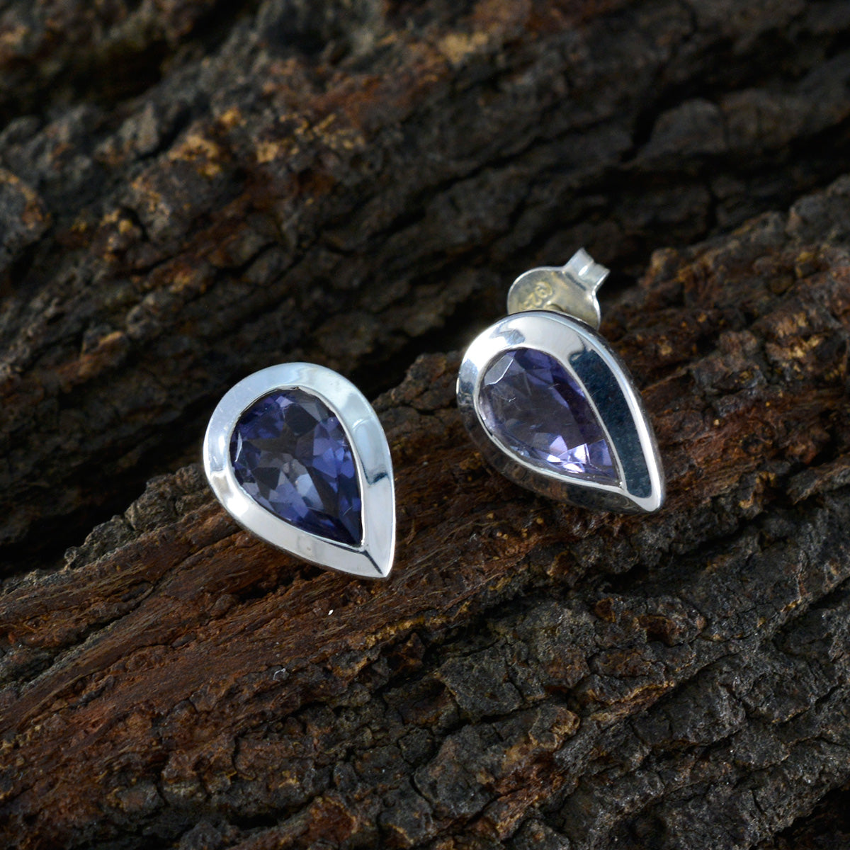 Iolite-African-Luisa-Solitaire-Stud-Blue-925-Sterling-Silver-Earring