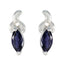 Iolite-Latin-American-Rosa-Solitaire-Stud-Blue-925-Silver-Earring