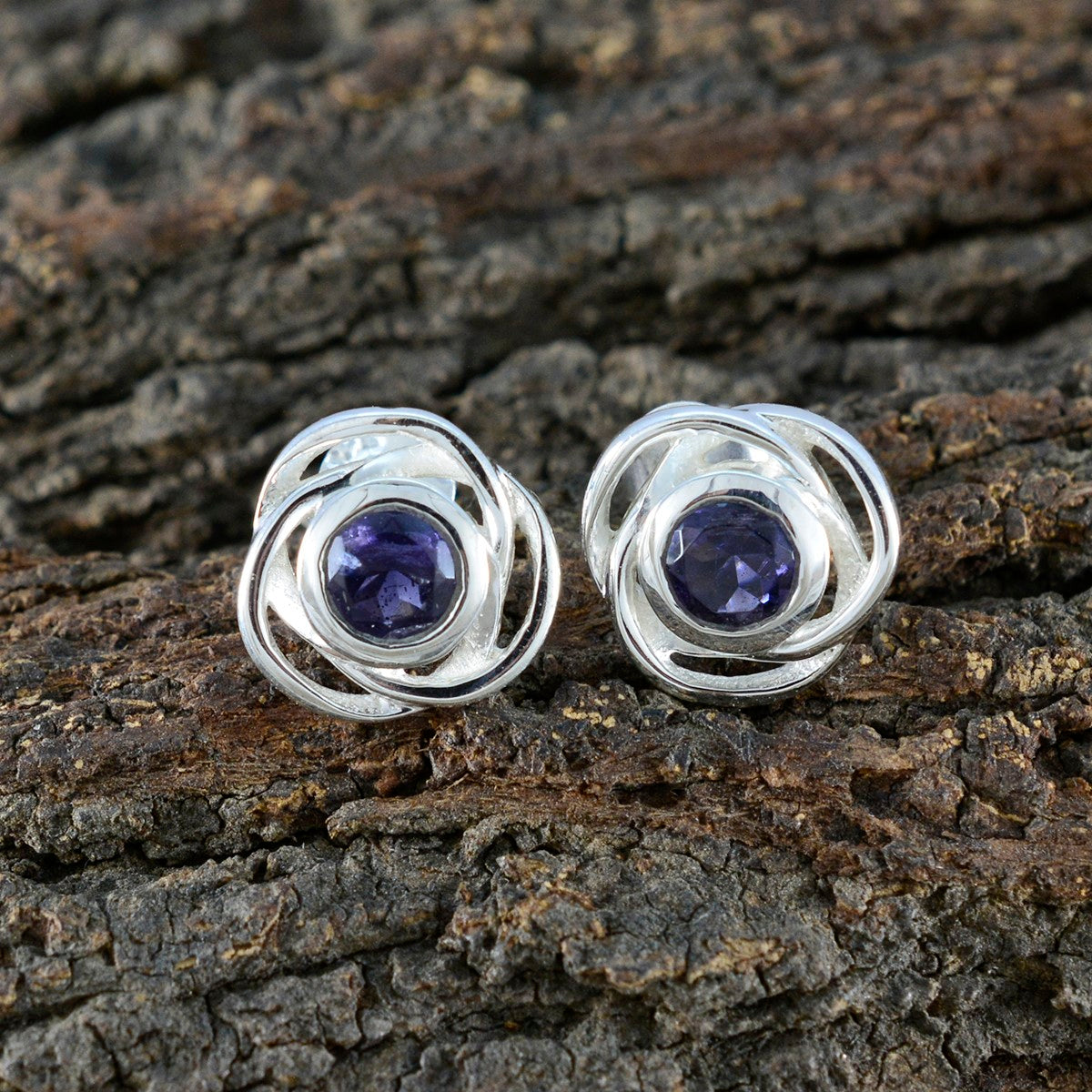 Iolite-American-Mei-Solitaire-Stud-Blue-Sterling-Silver-Earring