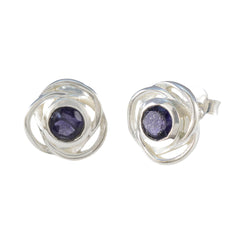 Iolite-American-Mei-Solitaire-Stud-Blue-Sterling-Silver-Earring
