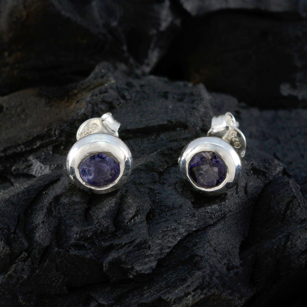 Iolite-Mexican-Elena-Solitaire-Stud-Blue-925-Silver-Earring