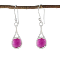 Indian-Ruby-Egyptian-Isabel-Solitaire-Dangle-Red-925-Silver-Earring