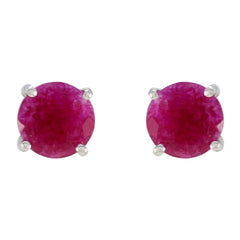 Indian-Ruby-Russian-Lili-Solitaire-Stud-Red-925-Silver-Earring