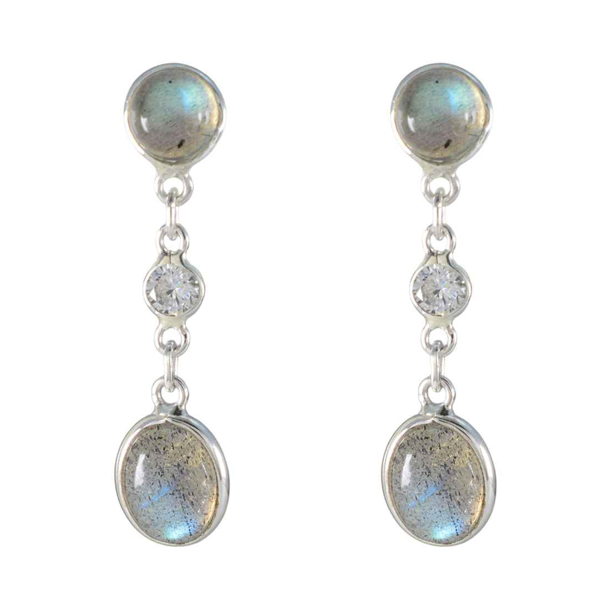 Labradorite-French-Yasmin-multiple-Stud-Gray-925-Sterling-Silver-Earring