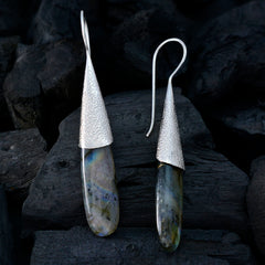 Labradorite-Japanese-Min-seo-Solitaire-Dangle-Gray-Silver-Earring