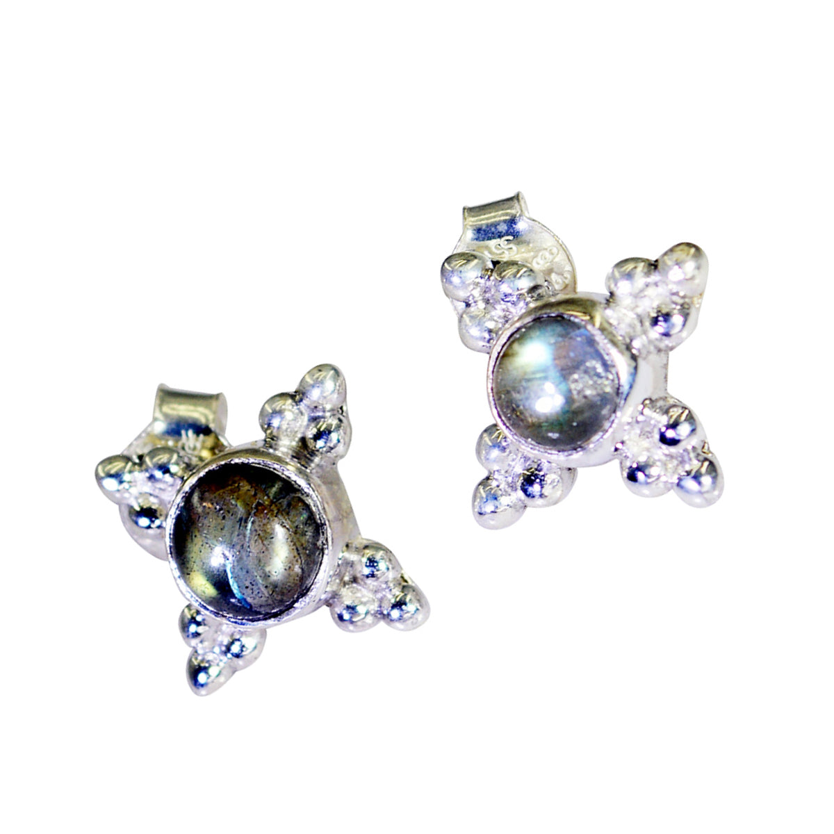 Labradorite-Moroccan-Mei-Solitaire-Stud-Gray-92.5-Silver-Earring