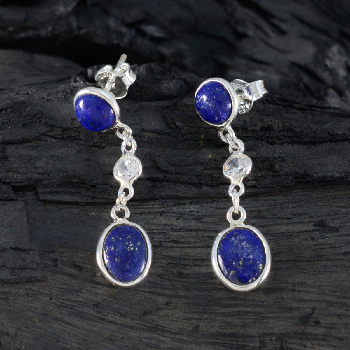 Lapis-Lazuli-Australian-Carolina-multiple-Stud-Blue-Silver-Earring