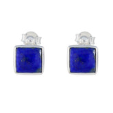 Lapis-Lazuli-Egyptian-Milagros-Solitaire-Stud-Blue-Silver-Earring