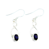 Lapis-Lazuli-Spanish-Rosa-Solitaire-Dangle-Blue-925-Sterling-Silver-Earring