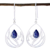 Lapis-Lazuli-French-Sofía-Solitaire-Dangle-Blue-Silver-Earring
