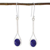 Lapis-Lazuli-German-Teresa-Solitaire-Dangle-Blue-Silver-Earring