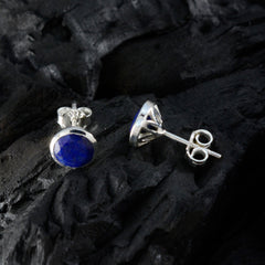 Lapis-Lazuli-Mexican-Yasmin-Solitaire-Stud-Blue-925-Silver-Earring