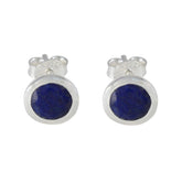 Lapis-Lazuli-Mexican-Yasmin-Solitaire-Stud-Blue-925-Silver-Earring