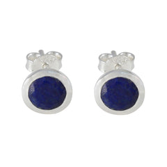 Lapis-Lazuli-Mexican-Yasmin-Solitaire-Stud-Blue-925-Silver-Earring