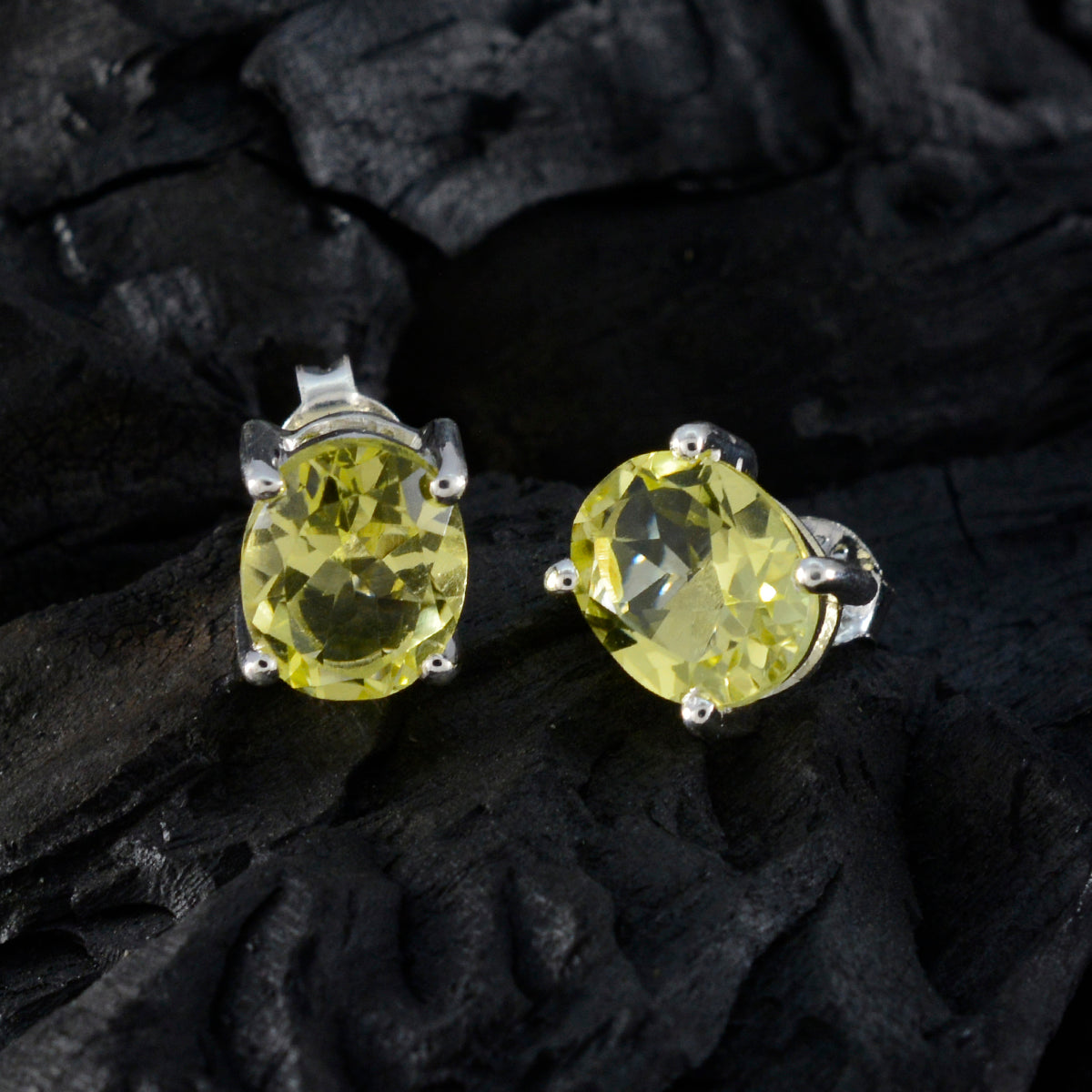 Lemon-Quartz-Spanish-Ines-Solitaire-Stud-Yellow-Sterling-Silver-Earring