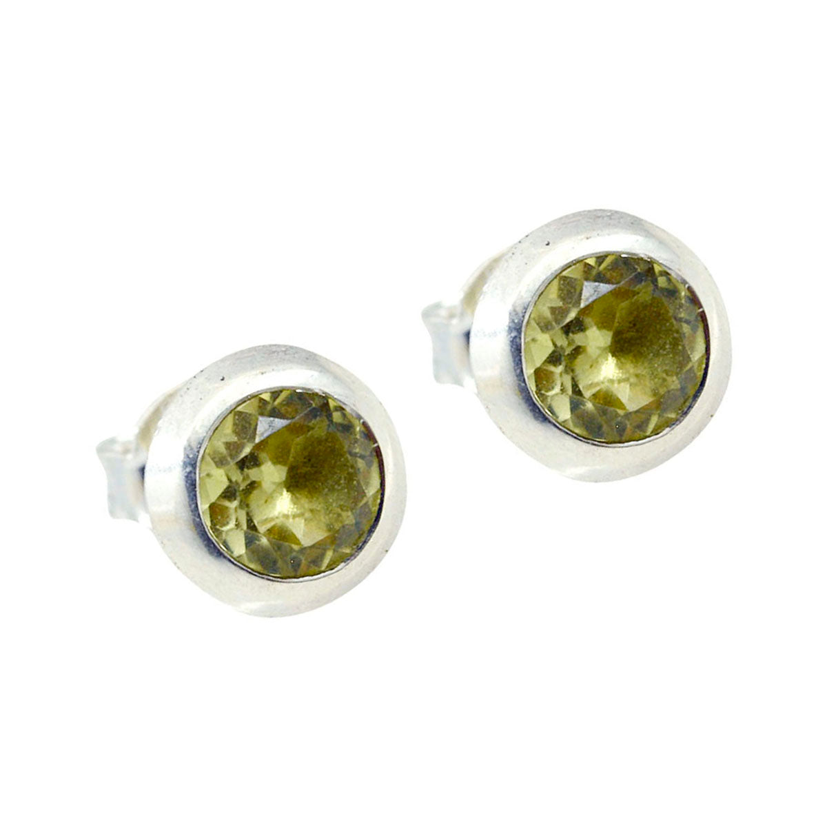 Lemon-Quartz-French-Isabel-Solitaire-Stud-Yellow-Sterling-Silver-Earring