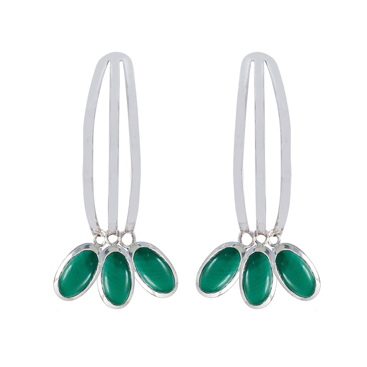 Malachite-Korean-Pilar-multiple-Stud-Green-925-Silver-Earring
