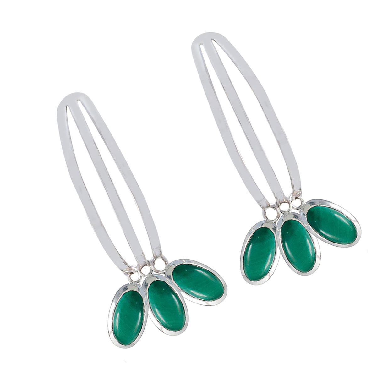 Malachite-Korean-Pilar-multiple-Stud-Green-925-Silver-Earring