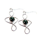 Malachite-Russian-Marie-Solitaire-Dangle-Green-925-Silver-Earring