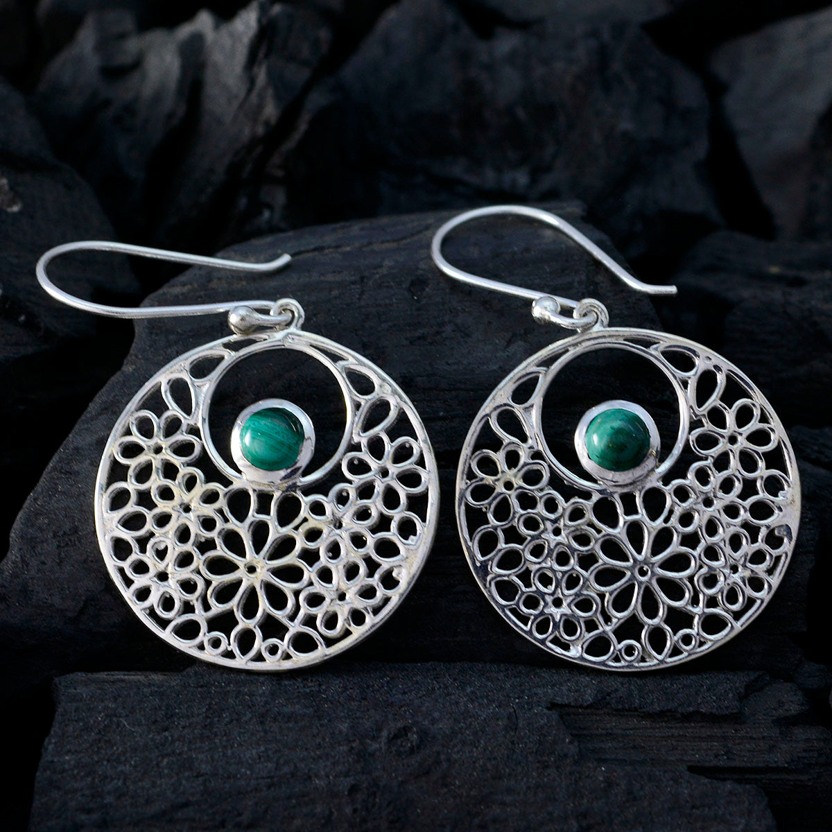 Malachite-American-Mia-Solitaire-Dangle-Green-92.5-Silver-Earring