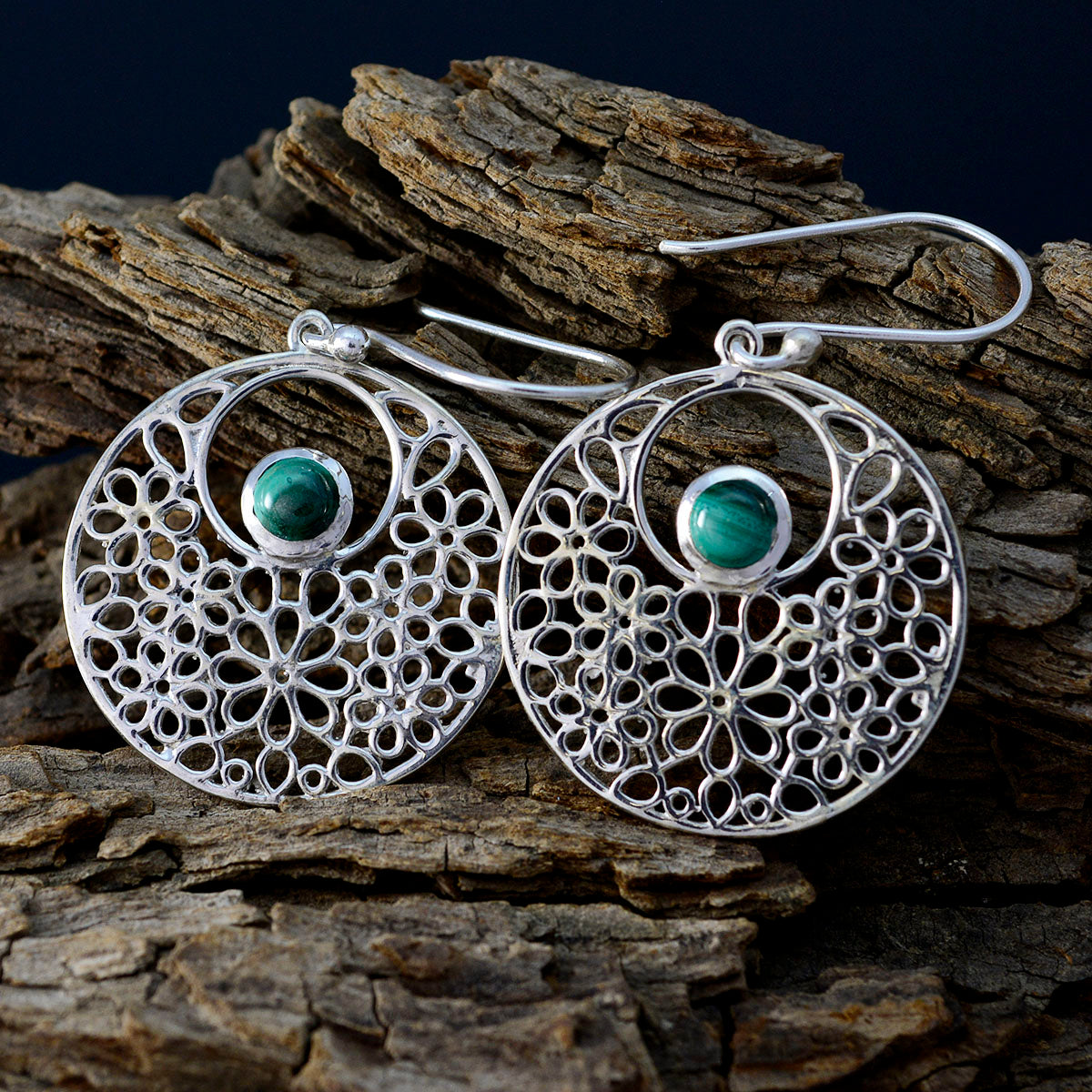 Malachite-American-Mia-Solitaire-Dangle-Green-92.5-Silver-Earring