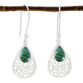Malachite-Korean-Mila-Solitaire-Dangle-Green-Silver-Earring