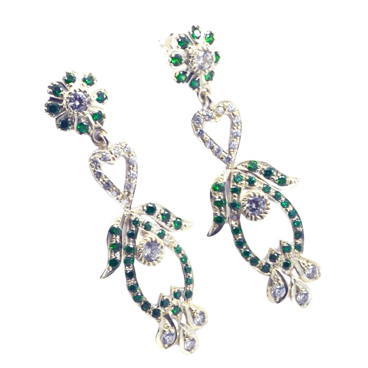 Multi-CZ-Indian-Dewi-Multiple-Stud-Multicolor-925-Silber-Ohrring