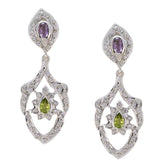 Multi-CZ-Indian-Liyana-multiple-Stud-multicolor-Sterling-Silver-Earring