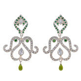Multi-CZ-Indian-Natcha-multiple-Stud-multicolor-Silver-Earring