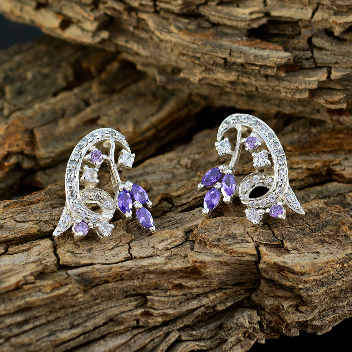 Multi-CZ-German-Alejandra-multiple-Stud-multicolor-92.5-Silver-Earring