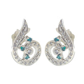 Multi-CZ-Russian-Aisha-multiple-Stud-multicolor-Silver-Earring