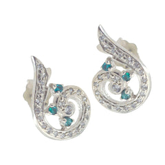 Multi-CZ-Russian-Aisha-multiple-Stud-multicolor-Silver-Earring