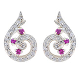 Multi-CZ-American-Amelia-multiple-Stud-multicolor-Silver-Earring