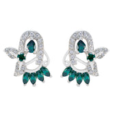 Multi-CZ-French-Milagros-multiple-Stud-multicolor-925-Sterling-Silver-Earring