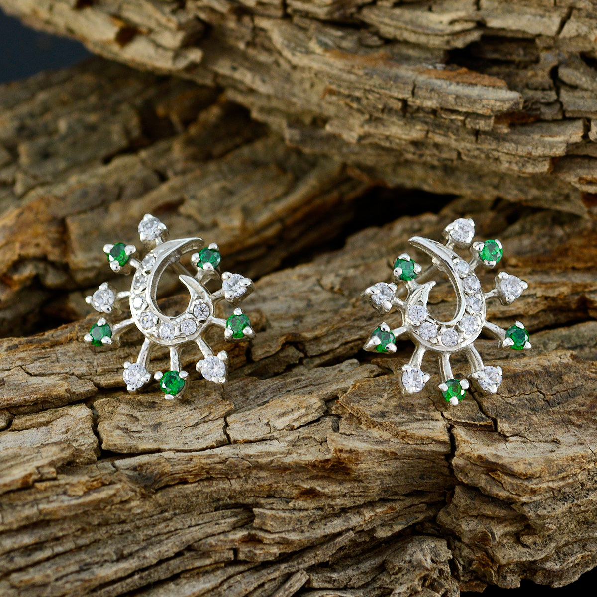 Multi-CZ-Russian-Noelia-multiple-Stud-multicolor-Sterling-Silver-Earring