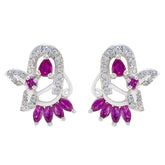 Multi-CZ-French-Camilla-multiple-Stud-multicolor-Silver-Earring