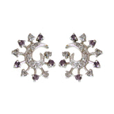 Multi-CZ-German-Charlotte-multiple-Stud-multicolor-92.5-Silver-Earring