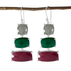 Multi-Australian-Julia-Trilogy-Dangle-multicolor-Silver-Earring