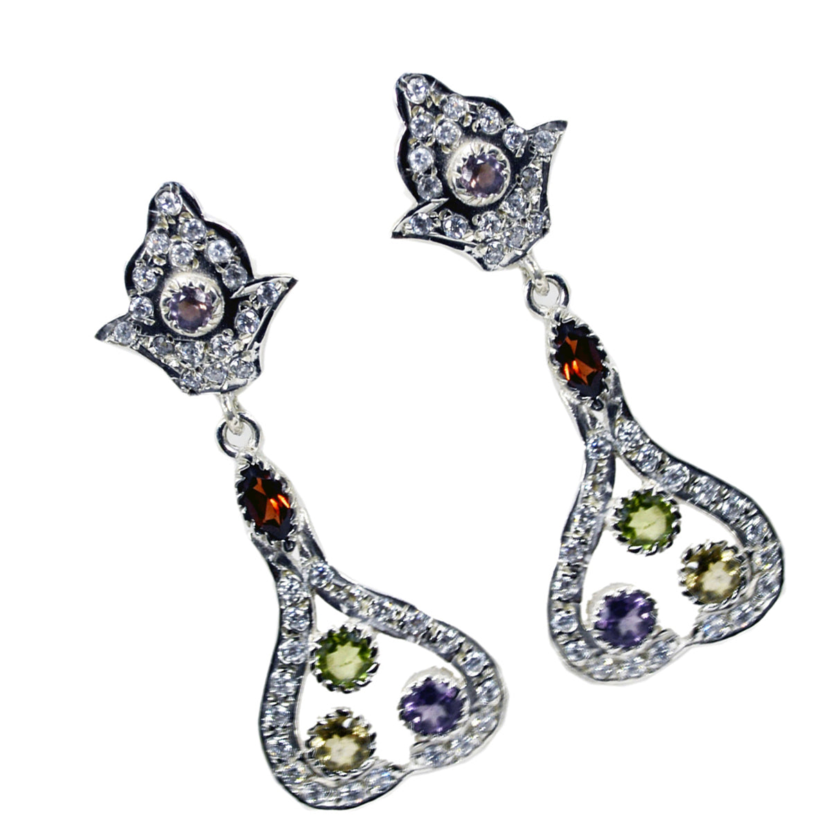 Multi-Indian-Nisa-multiple-Stud-multicolor-92.5-Silver-Earring